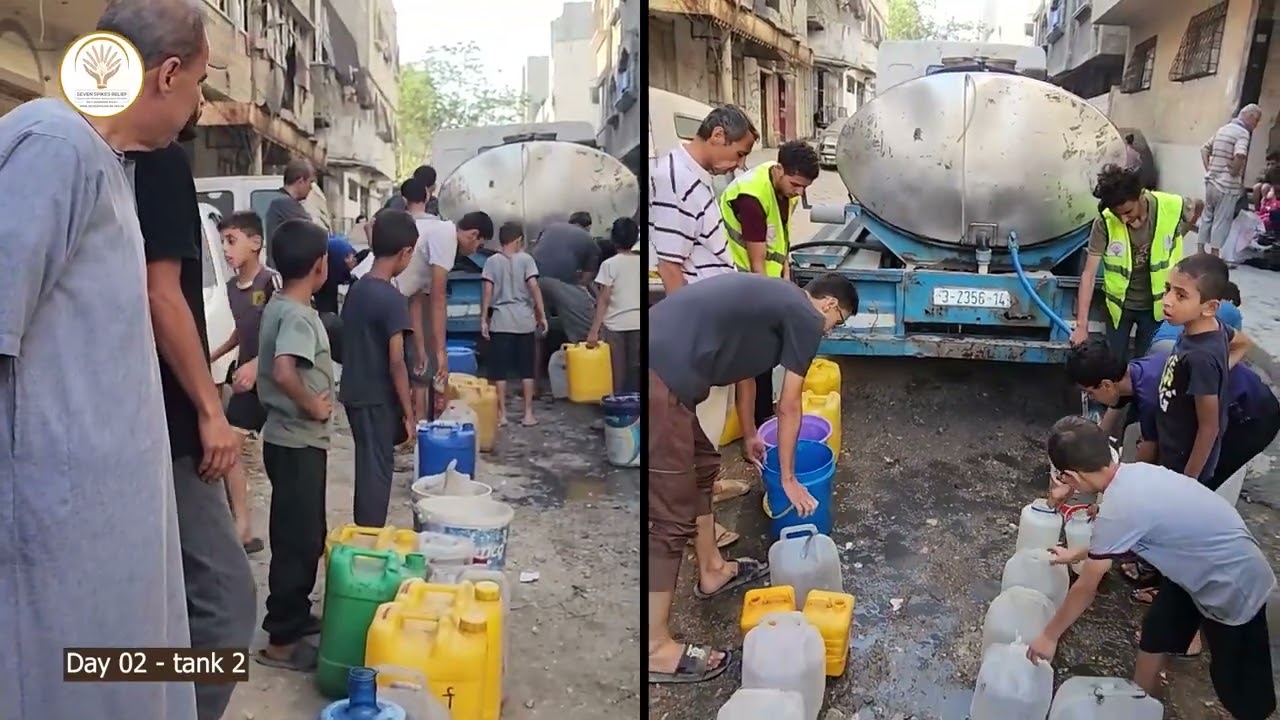 Water Tanks Distribution (122) for the Displaced families in Gaza.